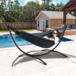 SUNCREAT Hamaca Portátil con Soporte Plegable Gris Oscuro 2-3 Personas 215 kg Acero - Imagen 2