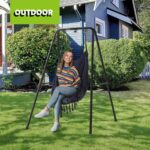 Tougear Soporte para Columpio y Hamaca, Carga Máx. 150 kg (330 lbs), Estructura de Acero, Plegable, para Interior y Exterior (Solo Soporte, Hamaca no incluida) - Imagen 3